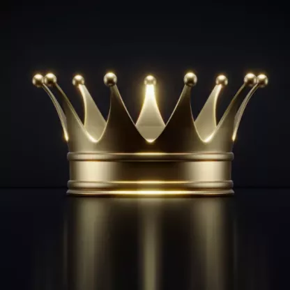 graphic illustration of a golden crown against a plain black background